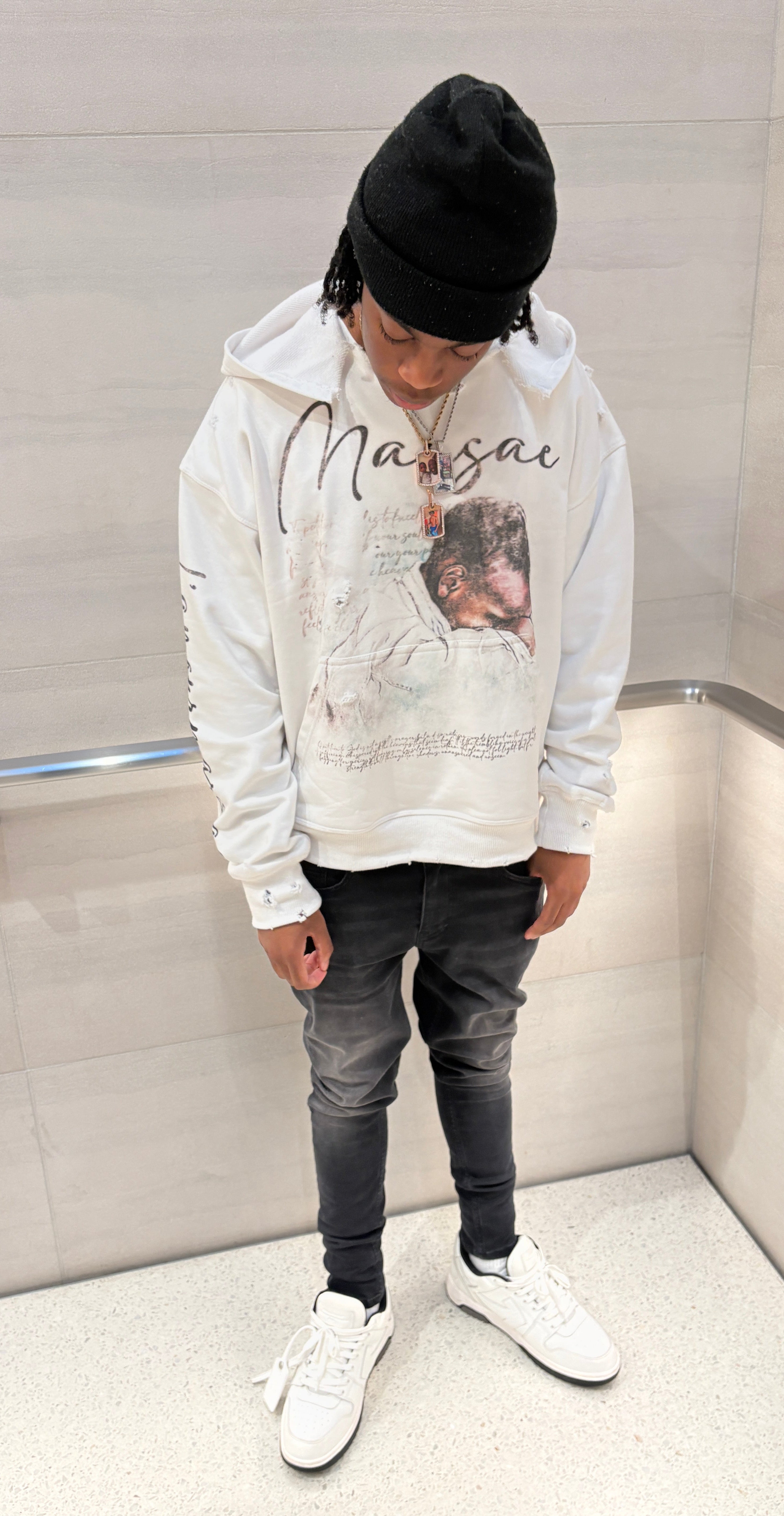 WHITE “LASTRITE” HOODIE